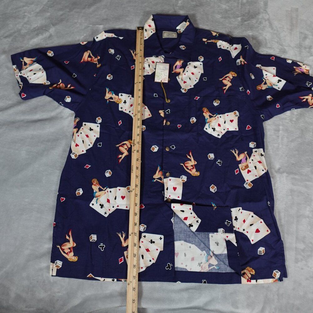 Vintage Weekender Traveler Camp Shirt Mens L Rayon Hot Girls Loop Collar NEW - Picture 9 of 9